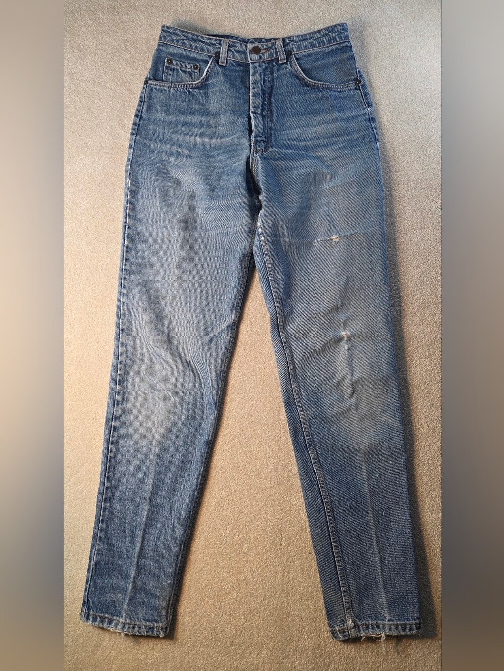 Vintage Ikeda Tokyo High Waist Distressed Boyfriend Jeans Light Wash Womens 29